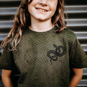 T-shirt youth - Snake on Reptile Green West Coast Karma