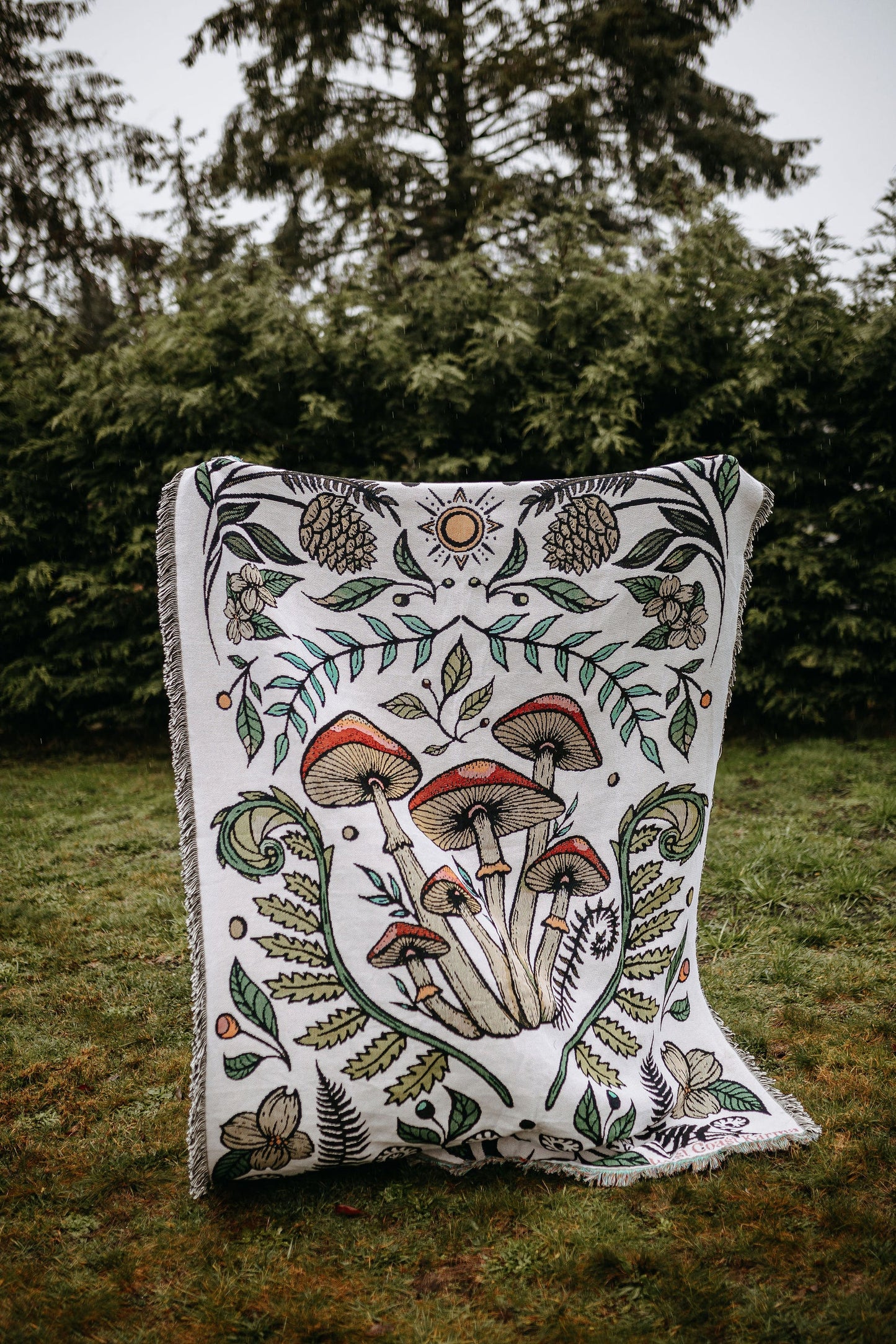 Cottage Mushroom 100%Cotton Blanket