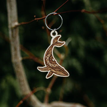 Wood Carved West Coast Key Chain