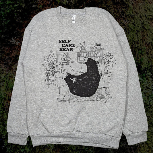Womens Self Care Bear Crew Sweater