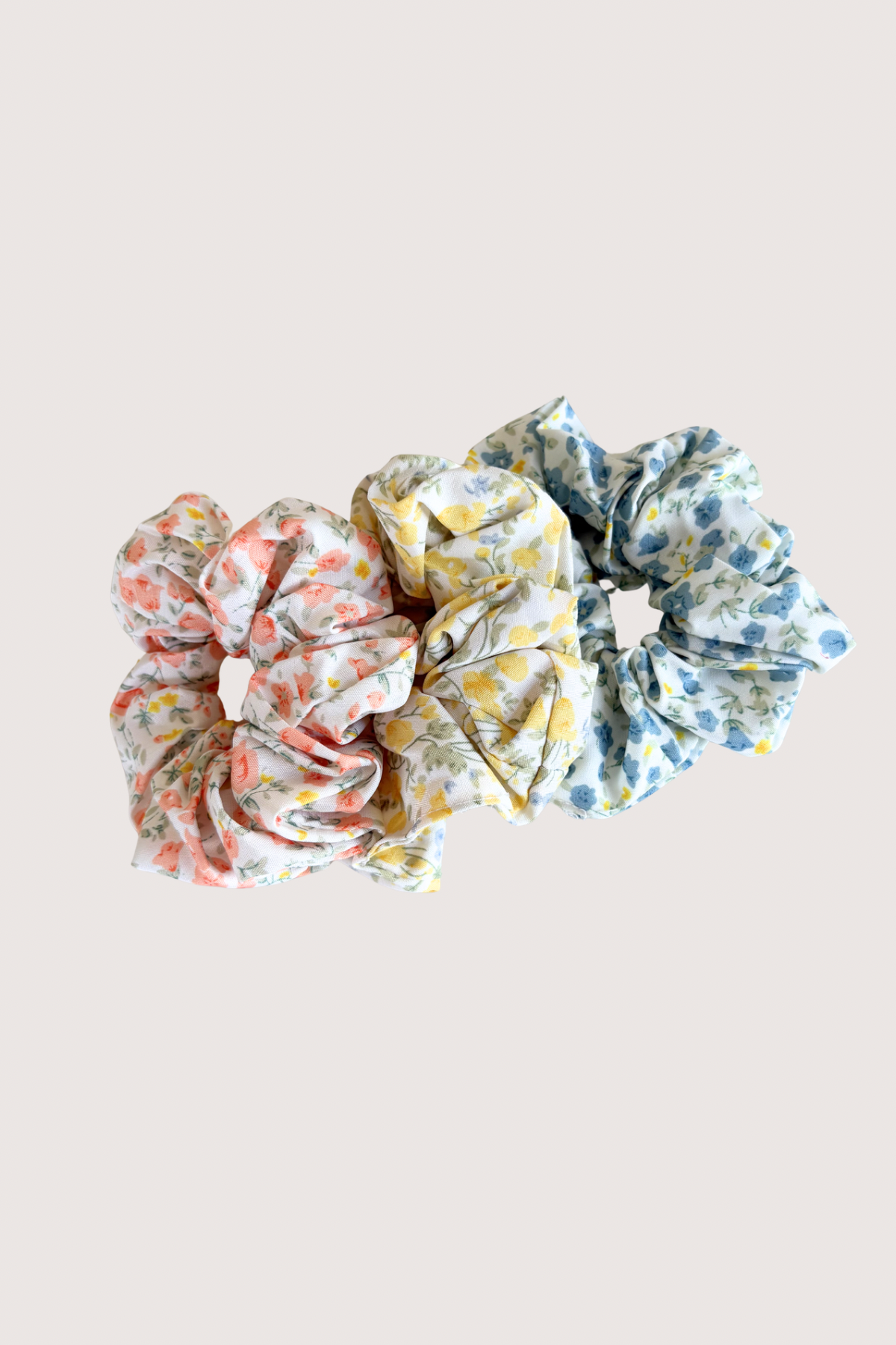 Spring Floral Hair Scrunchie Trio