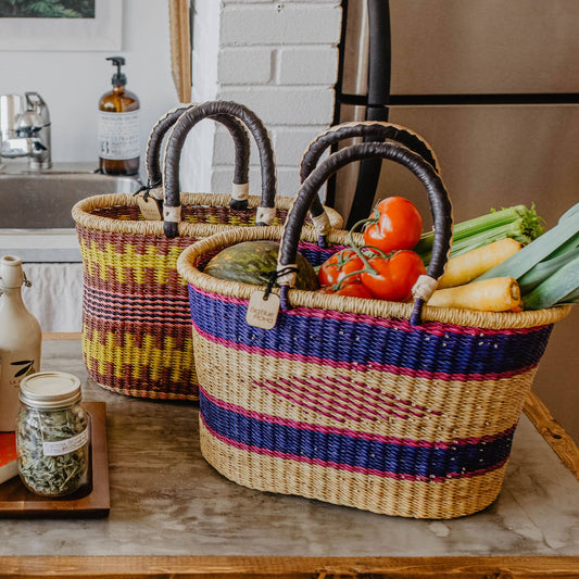 Oval Basket with Two Handles Medium - Traditional Palette
