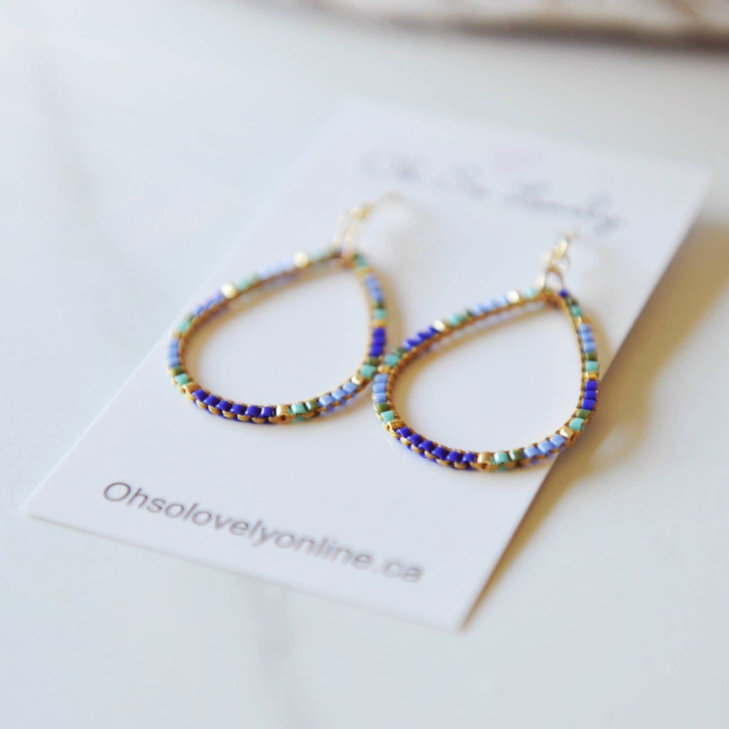 Vera Beaded Teardrop Hoop Earrings 