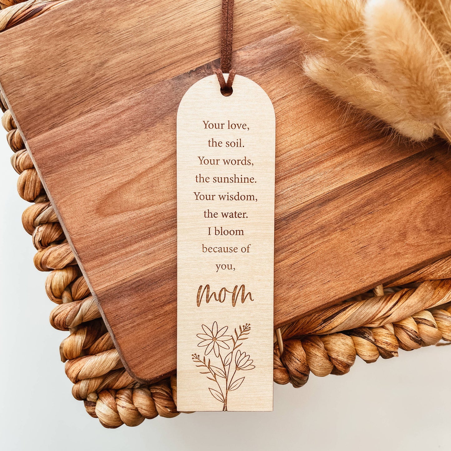 Mom Quote Wooden Engraved Bookmark