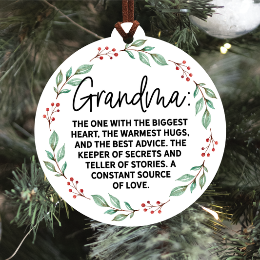 Grandma Definition Christmas Ornament