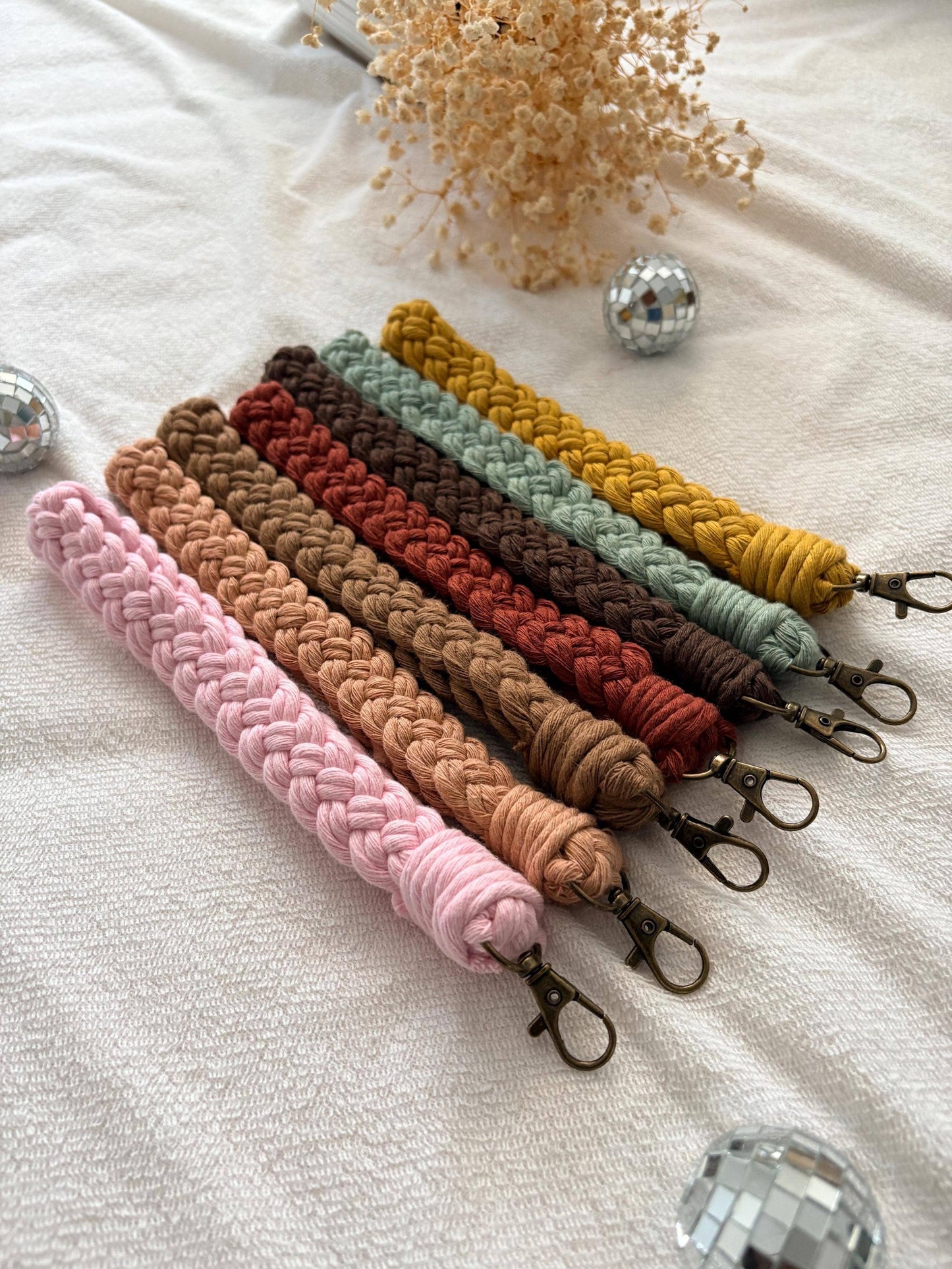 Handmade Macrame Cotton Boho Wristlet Keychain for Women