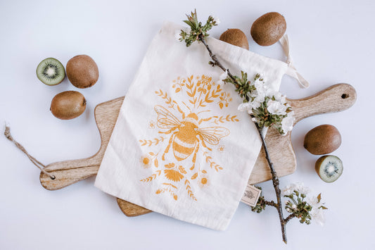 Reusable bag /Zero waste produce bag/Yellow bee