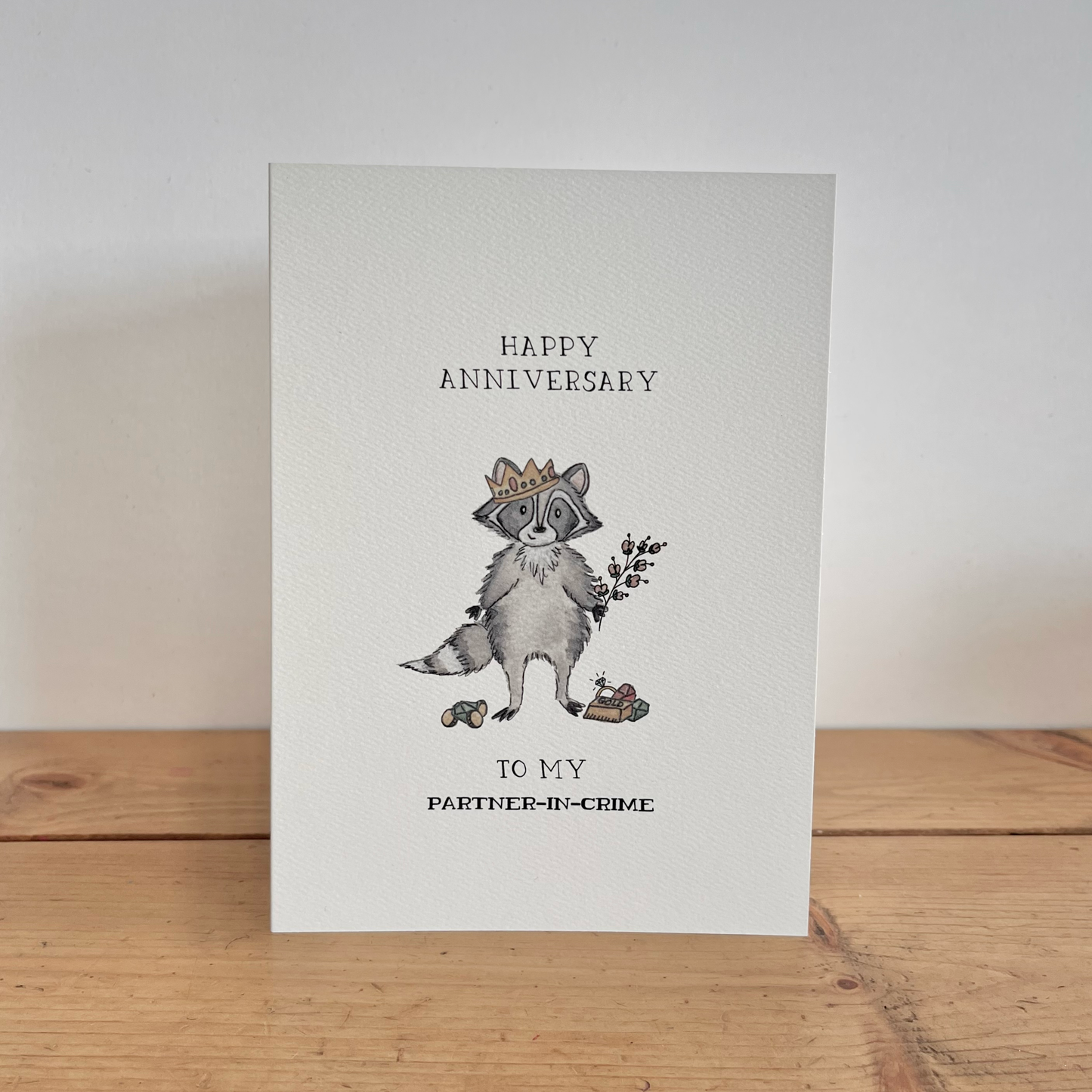 Anniversary – “Partner In Crime”  Punny Raccoon Card