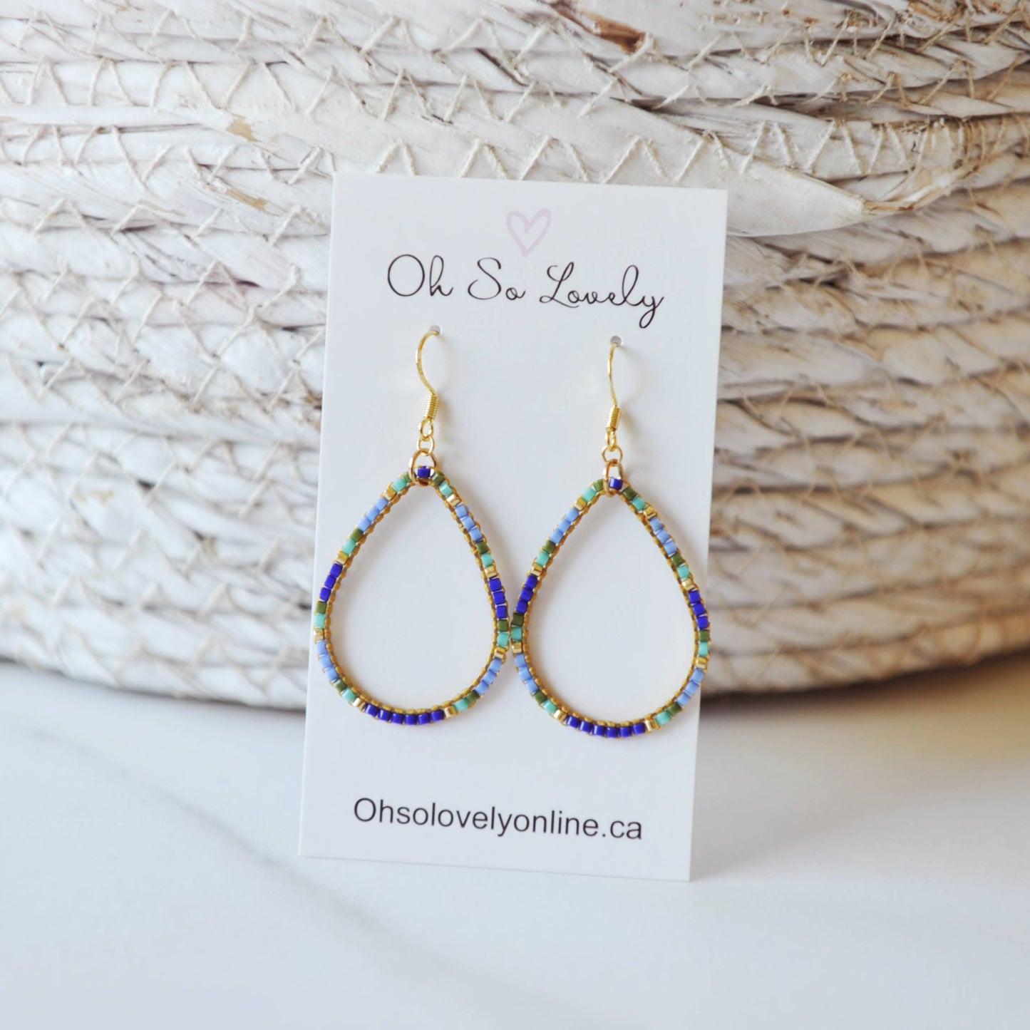 Vera Beaded Teardrop Hoop Earrings 