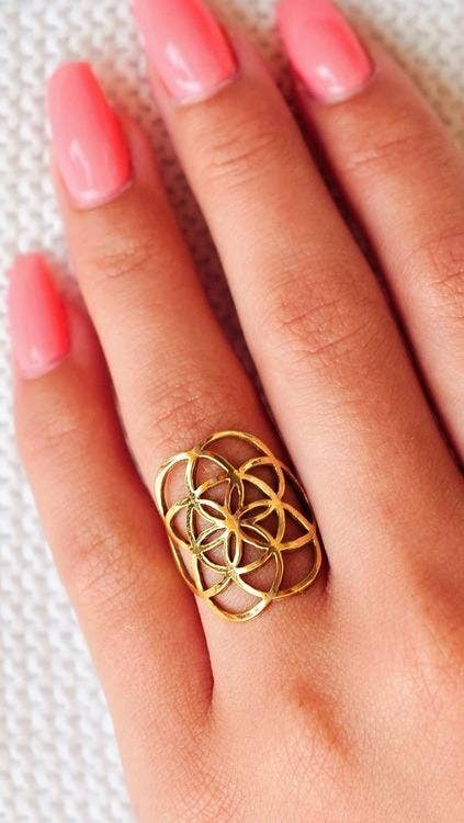 Seed of Life Ring-Brass