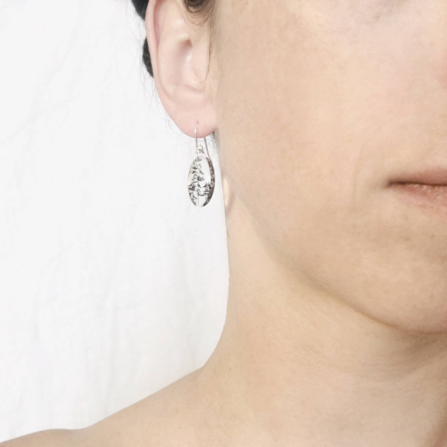 Small Oval Crow Earrings