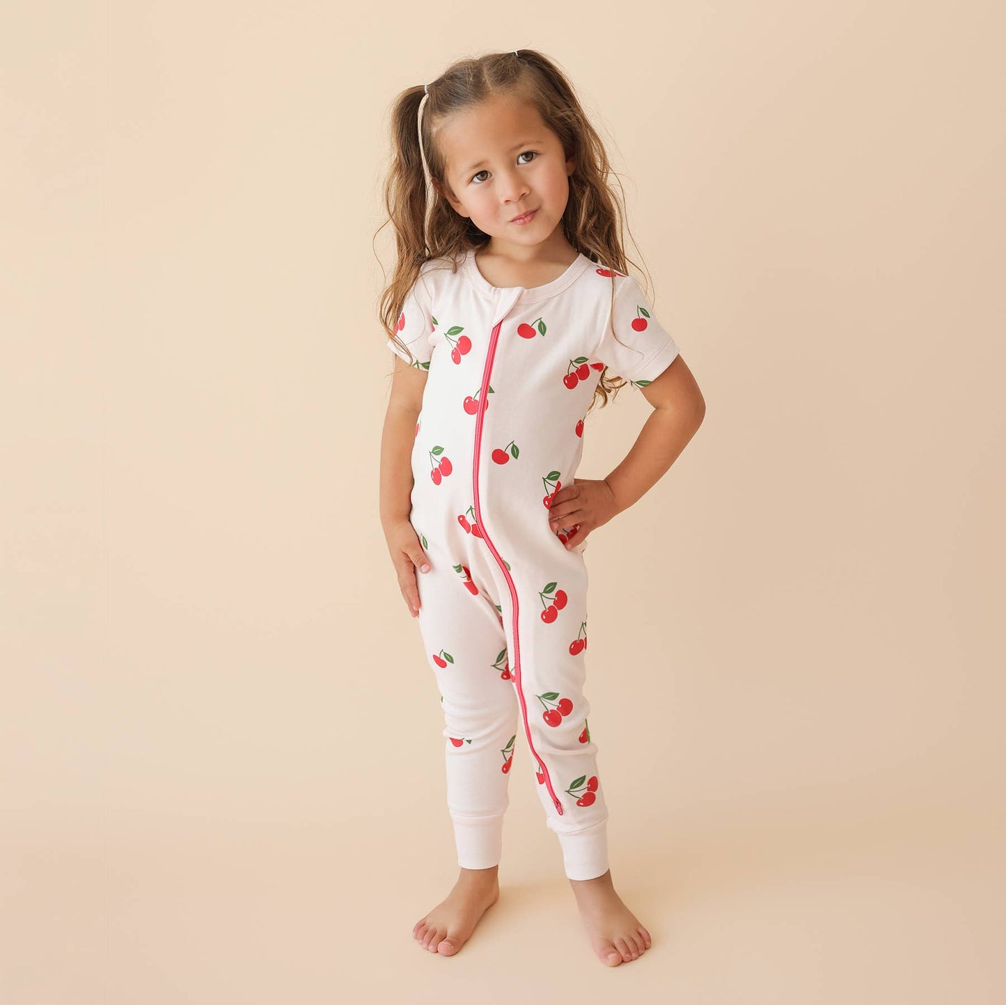 Signature Print '2-Way' Zip Romper - Short Sleeve