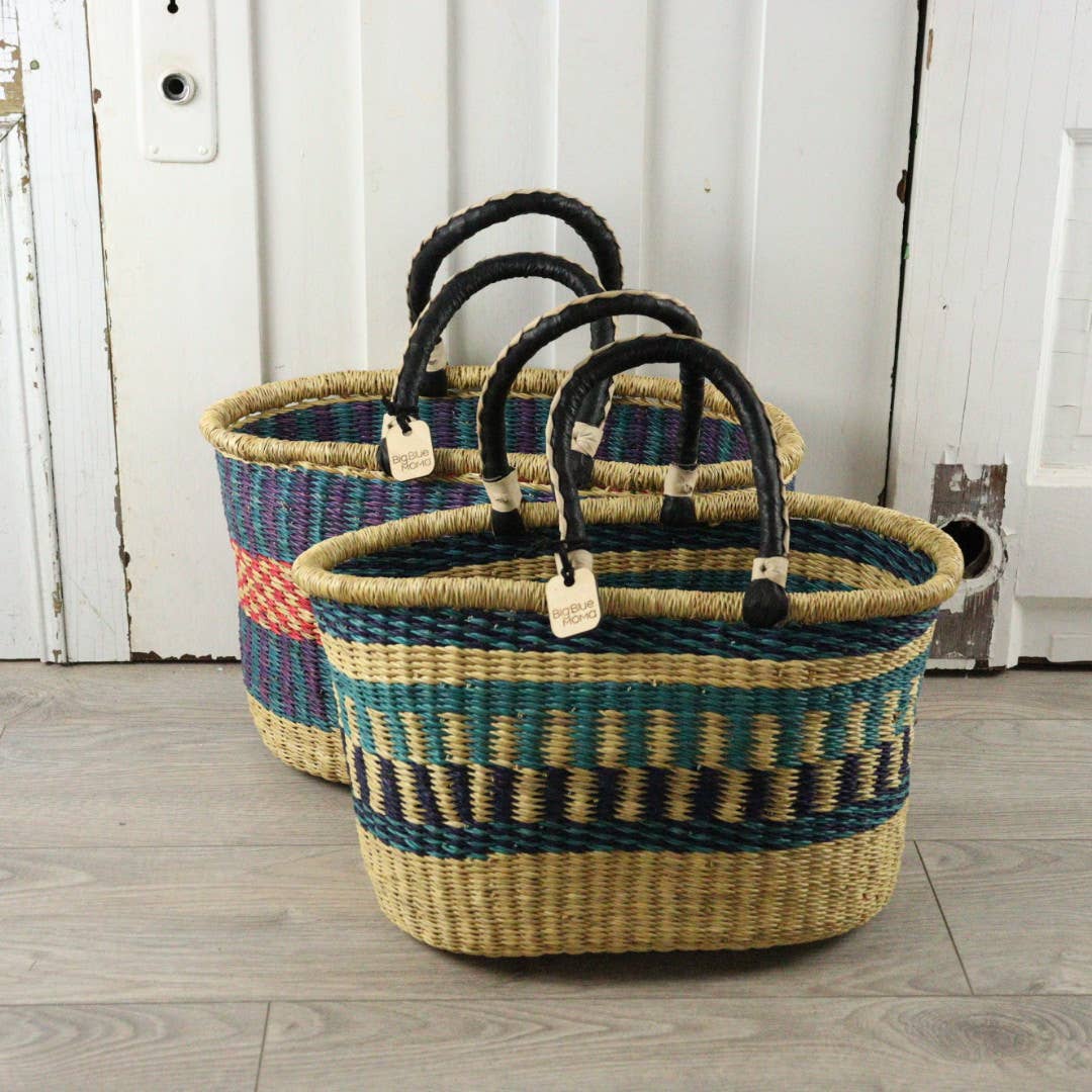 Oval Basket with Two Handles Medium - Traditional Palette