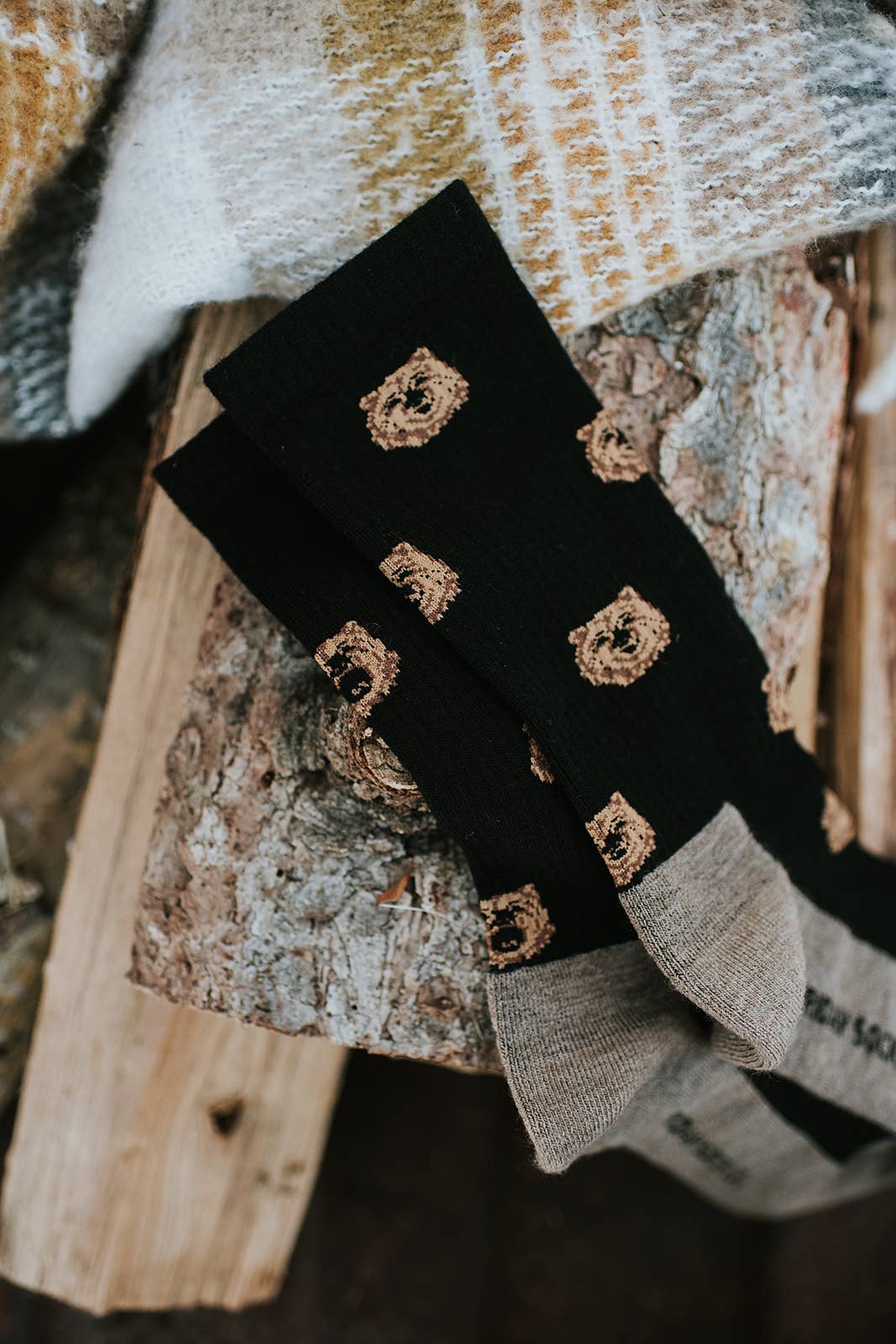 Men's Merino Wool | Grizzly Bear | Hiking Socks | Mismatched