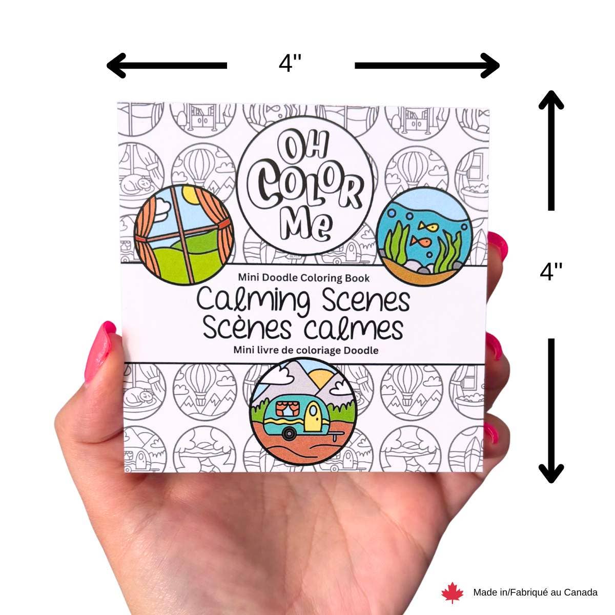 Mini Coloring Book Calming Scenes, 4"x4", Stocking Stuffers