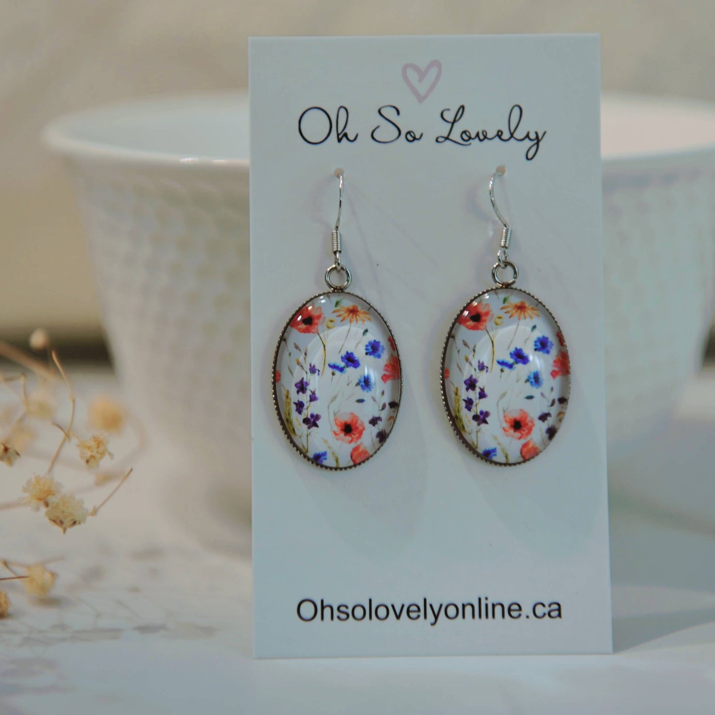 Poppy Wildflowers Drop Earrings