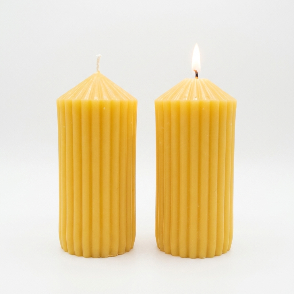 Ribbed Pillar 100% Canadian Beeswax