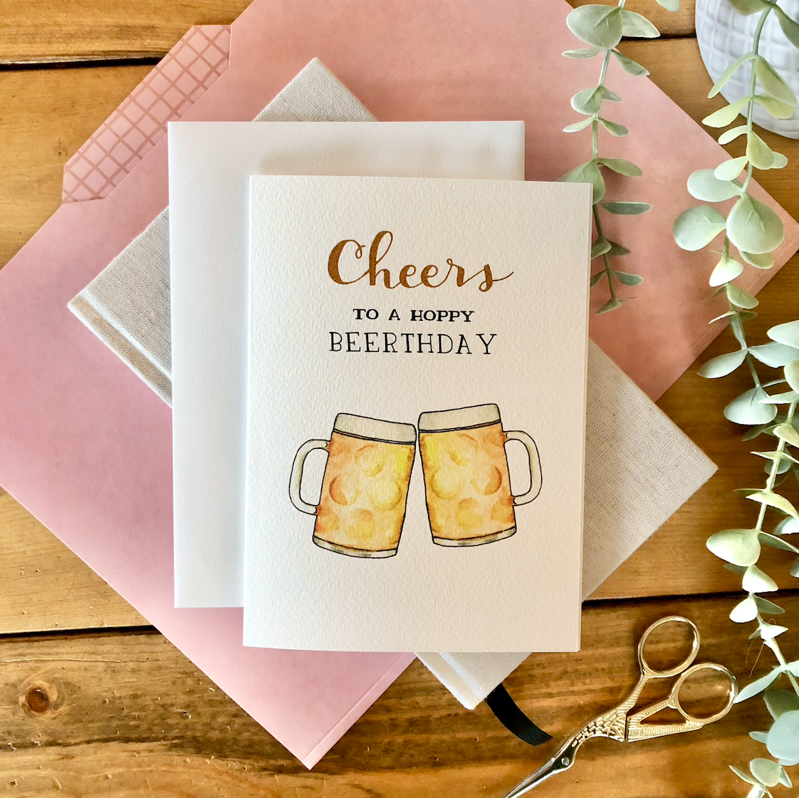 Birthday – Punny “Cheers to a Hoppy Beerthday” Greeting Card