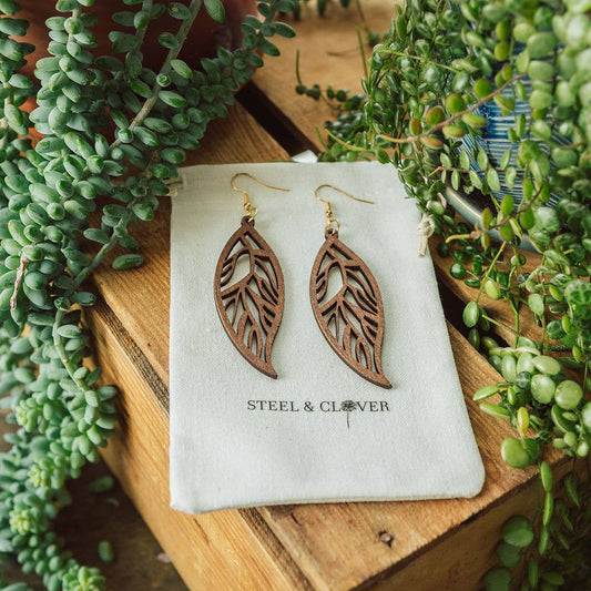 Willow Modern Chic Wooden Leaf Earring