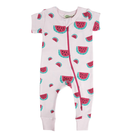 Signature Print '2-Way' Zip Romper - Short Sleeve: Watermelons / 0-3 Months