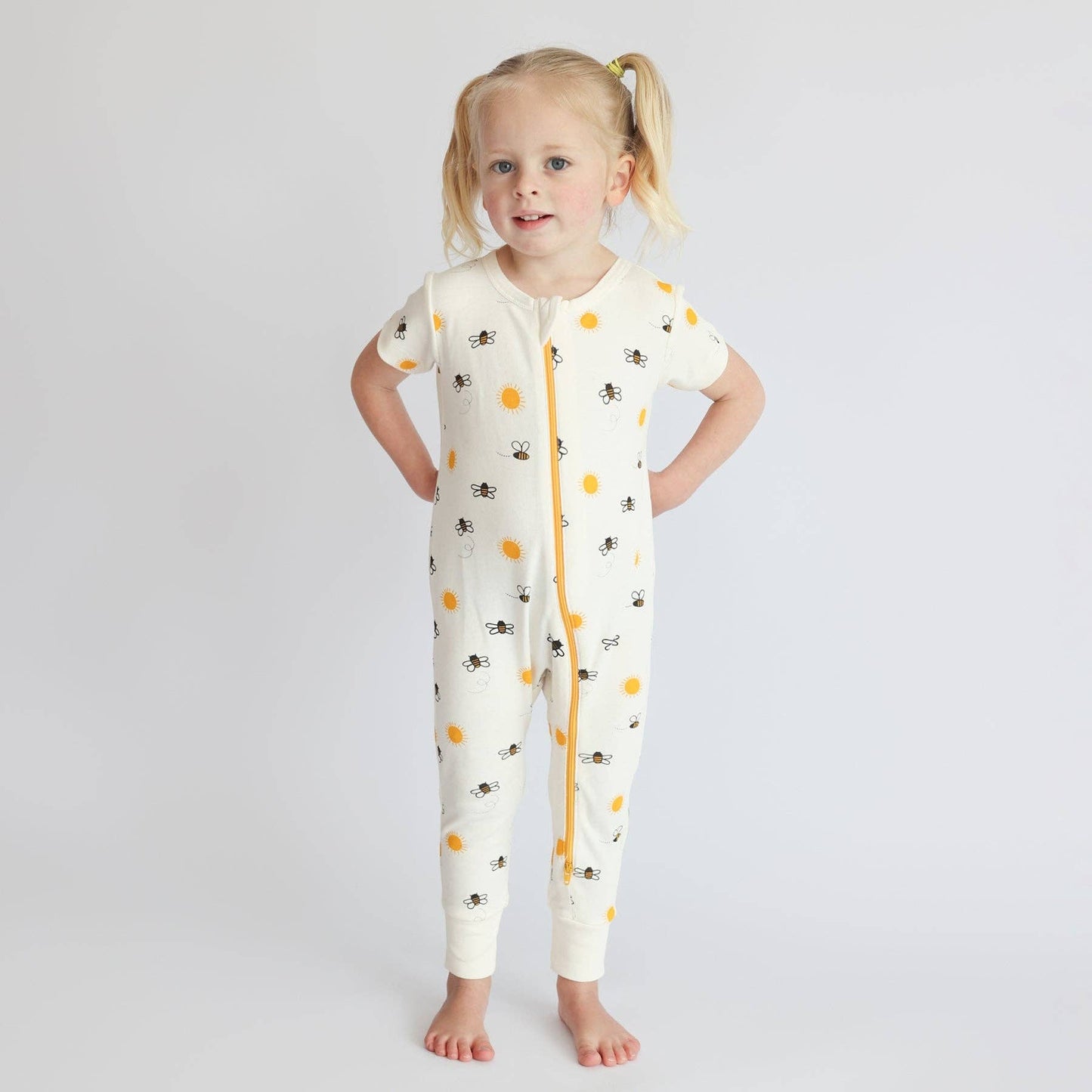 Signature Print '2-Way' Zip Romper - Short Sleeve
