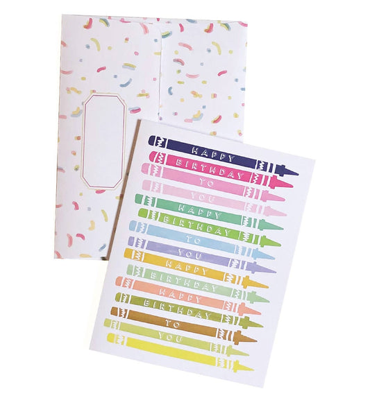 Birthday Crayons Card, Fun Birthday Greeting,Colorful Design