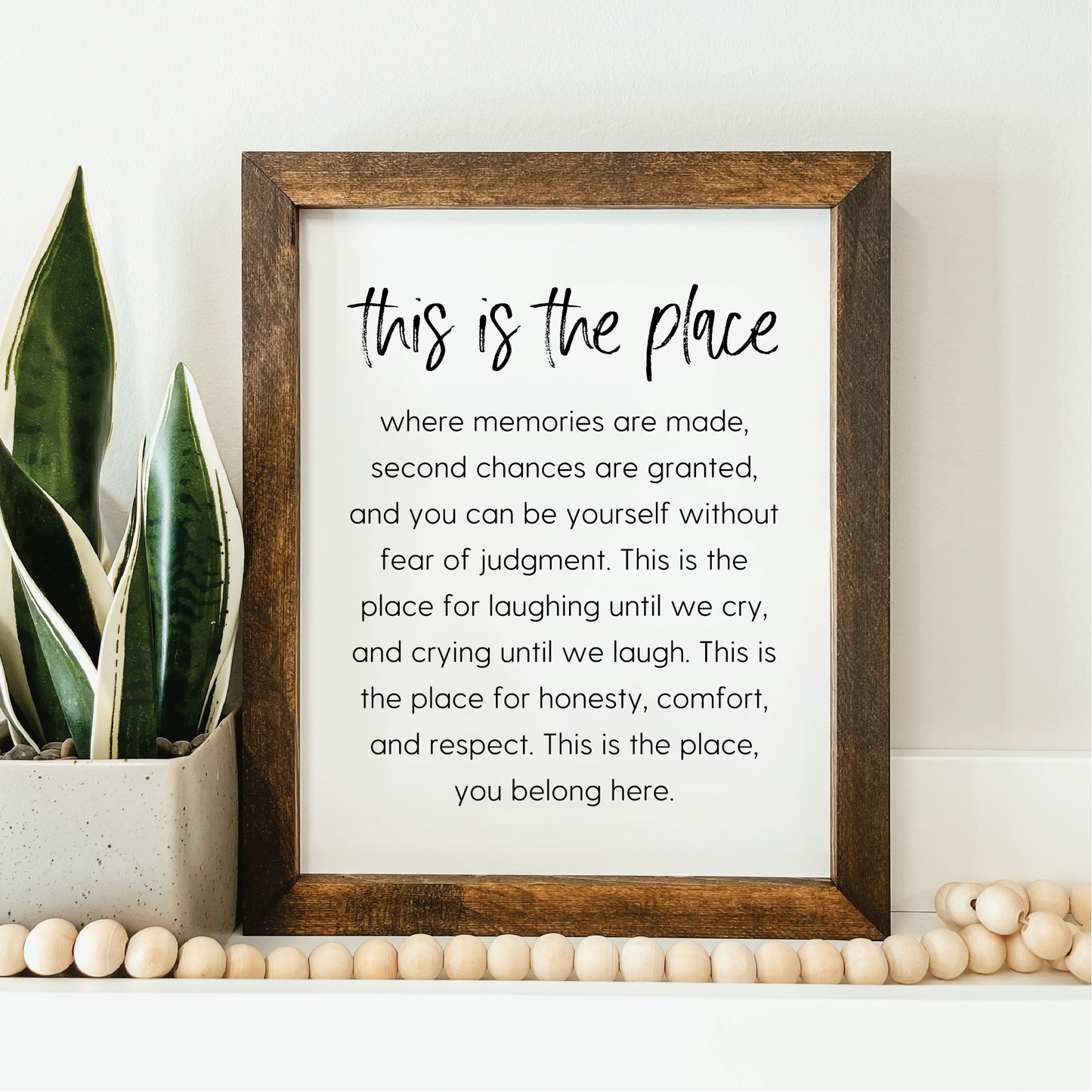 This Is The Place Framed Wood Sign-knotty design