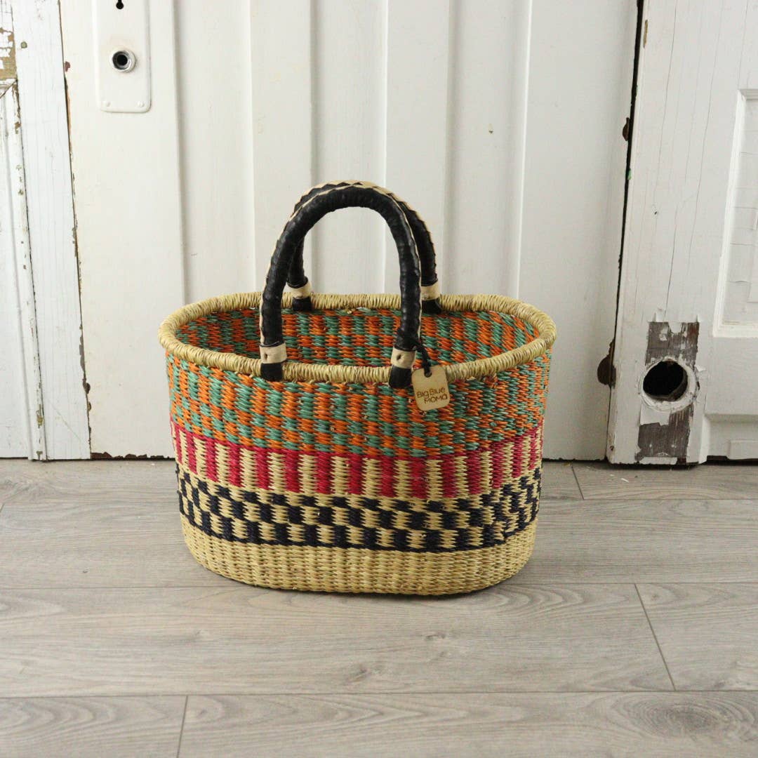 Oval Basket with Two Handles Medium - Traditional Palette
