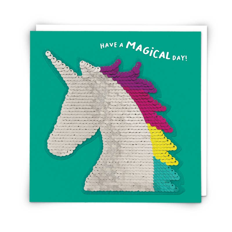 Unicorn Card With Reusable Reversible Sequin Patch