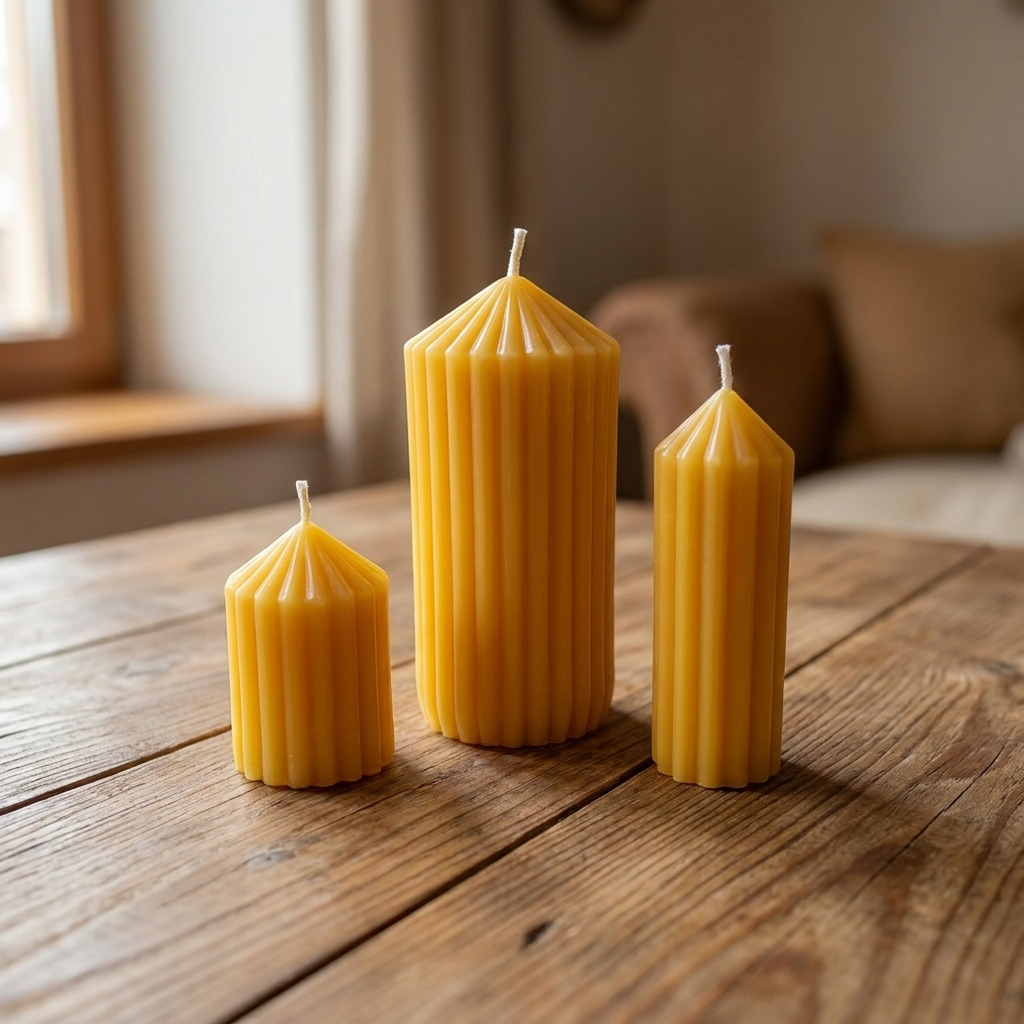 Ribbed Pillar 100% Canadian Beeswax