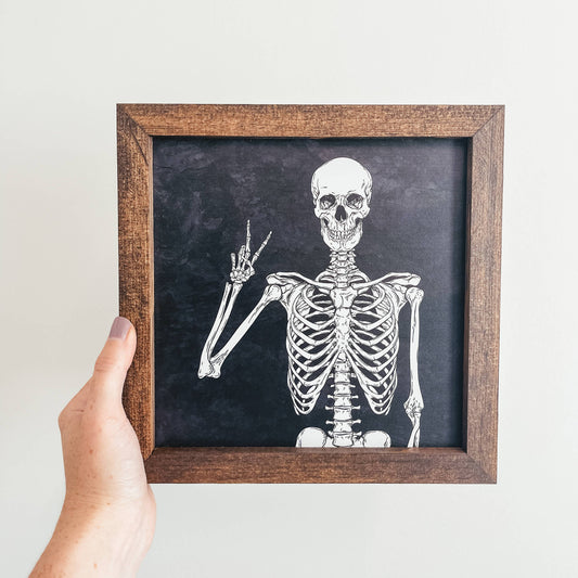 Skeleton Framed Wood Sign-knotty design